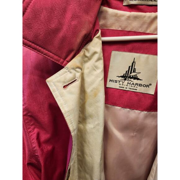 Vtg Misty Harbor Pink Hooded Rain Coat Jacket Full Length - 10 Petite - Picture 5 of 11